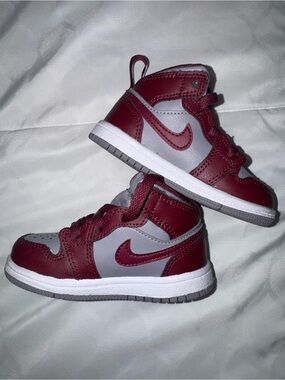 Nike Kids Burgundy and Gray High-Top Sneakers